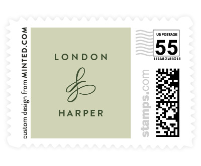 'Twirl Monogram B (G)' wedding postage