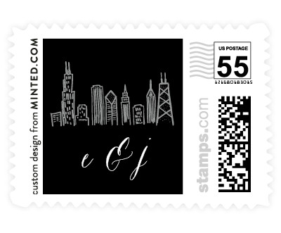 'Chicago Skyline (E)' wedding postage